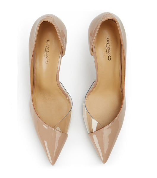 Tony Bianco Adore Coco パテント/Clear Vinylite 10.5cm パンプス ベージュ | JPEGJ14521