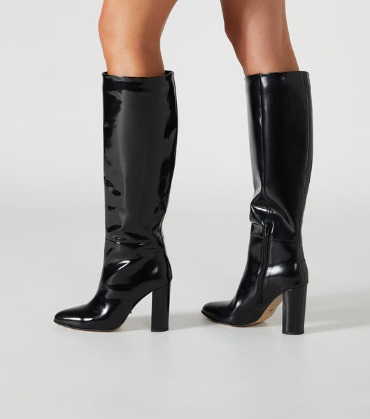 Tony Bianco Boss Black Hi Shine 9.5cm ニーハイブーツ 黒 | JPQAV56863