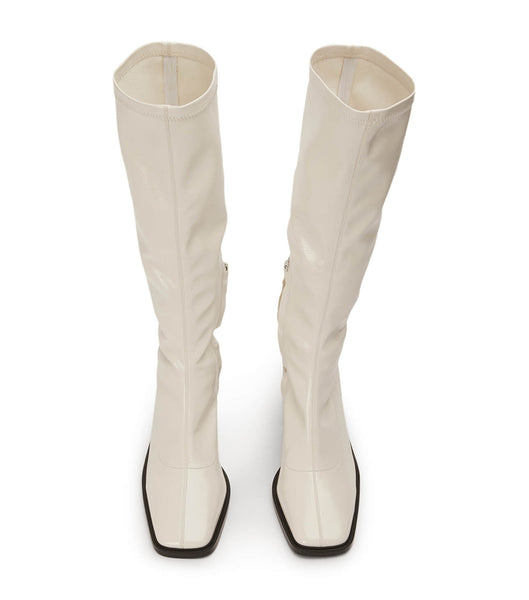 Tony Bianco Damon Ecru Crinkle パテント 7.5cm ニーハイブーツ 白 | SJPNY14554