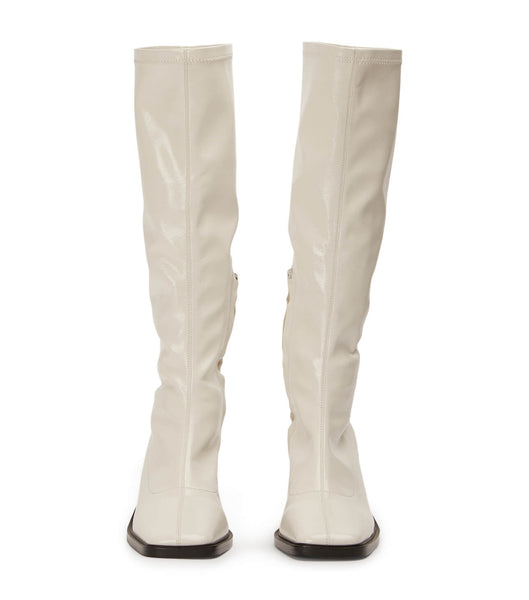 Tony Bianco Damon Ecru Crinkle パテント 7.5cm ニーハイブーツ 白 | SJPNY14554