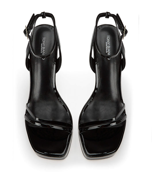Tony Bianco Dandy Black パテント 11.5cm ブロックヒール 黒 | JPIIZ81824