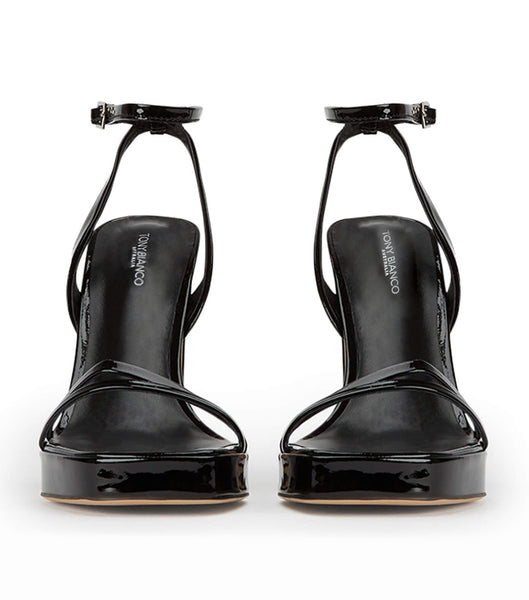 Tony Bianco Dandy Black パテント 11.5cm ブロックヒール 黒 | JPIIZ81824