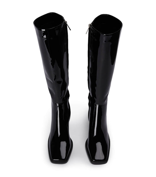 Tony Bianco Darby Black パテント 7.5cm ニーハイブーツ 黒 | PJPQX96326