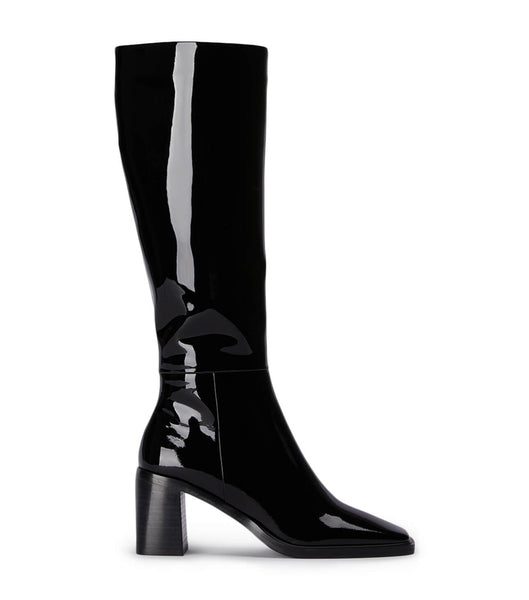 Tony Bianco Darby Black パテント 7.5cm ニーハイブーツ 黒 | PJPQX96326
