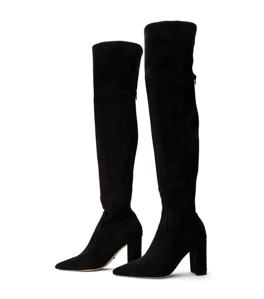 Tony Bianco Estella Black Stretch スエード 8.5cm ストレッチブーツ 黒 | JPEGJ70336