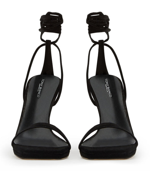 Tony Bianco Fleur Black スエード 11cm ストラップヒール 黒 | FJPUI50685