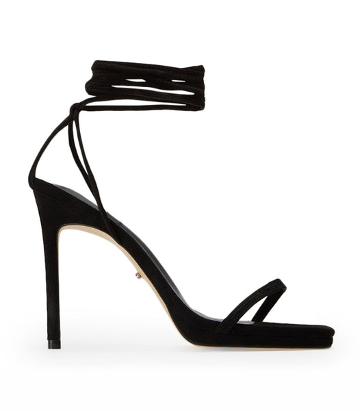 Tony Bianco Fleur Black スエード 11cm ストラップヒール 黒 | FJPUI50685
