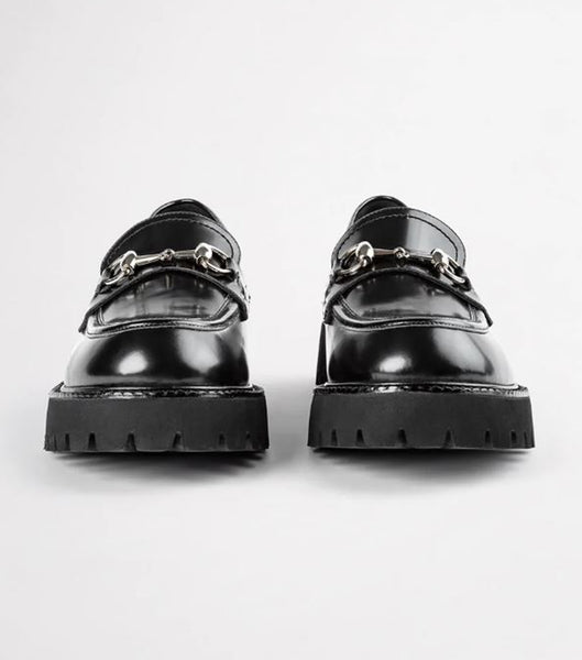 Tony Bianco Greer Black Hi Shine 4cm ローファー 黒 | LJPTR28240
