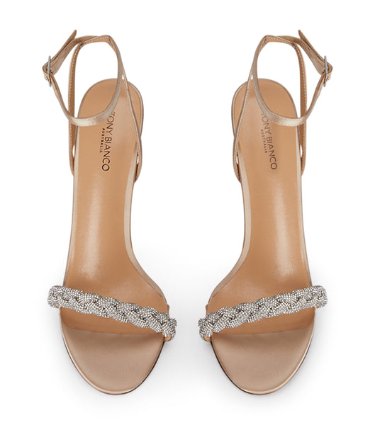 Tony Bianco Kosta Nude Satin 11cm ブリングヒール ベージュ | JPZPD32806
