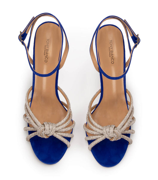 Tony Bianco Kyla Azure スエード 11cm ストラップヒール 紺碧 | JPJBT99823