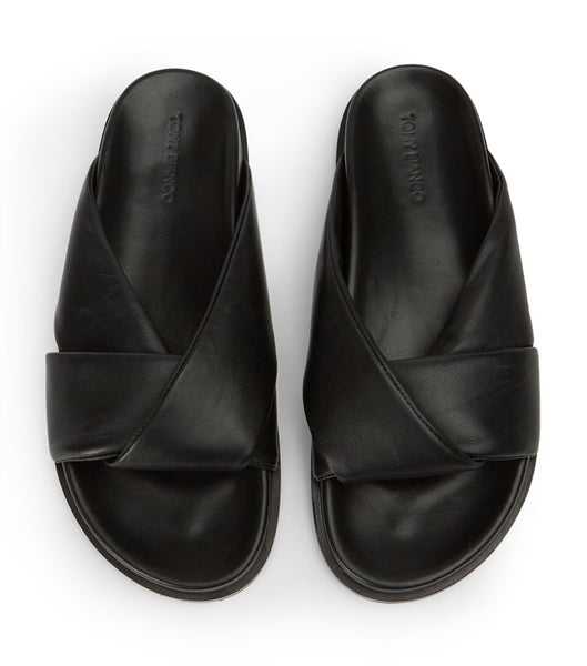 Tony Bianco Lora Black Nappa 1.5cm フラットサンダル 黒 | BJPSO58330
