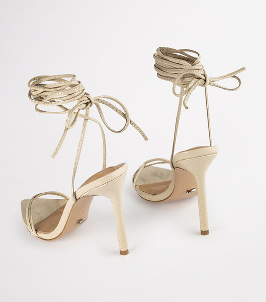 Tony Bianco Millie Vanilla Snake 10.5cm ストラップヒール ライト黄色 | JPJBT96084
