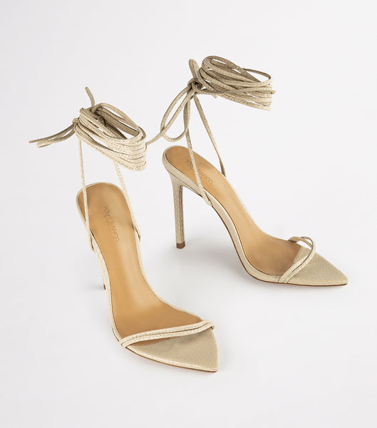 Tony Bianco Millie Vanilla Snake 10.5cm イベントヒール ライト黄色 | JPJZR59111
