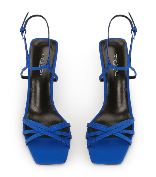 Tony Bianco Nomad Azure Crepe 10.5cm ストラップヒール 紺碧 | TJPPQ34355