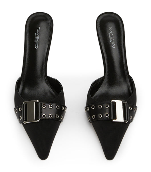 Tony Bianco Samma Black Grosgrain/Black Como 8cm ローヒール 黒 | JPJKU12907