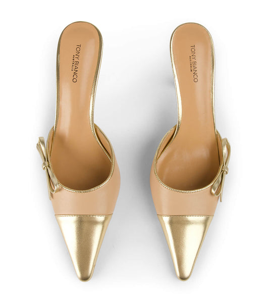 Tony Bianco Shirley Beech/Gold 8cm ローヒール ゴールド | JPEAH44756