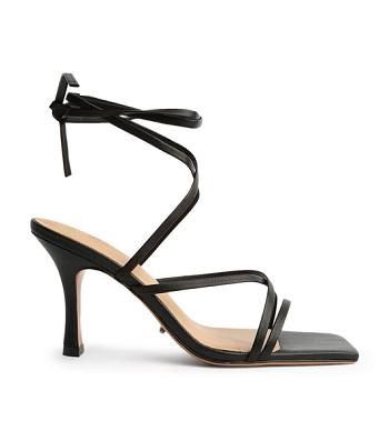 Tony Bianco Caden Black Sheep Nappa 8.5cm ストラップヒール 黒 | JPJVR78333