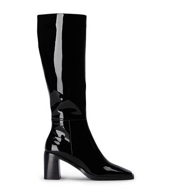 Tony Bianco Darby Black パテント 7.5cm ニーハイブーツ 黒 | PJPQX96326